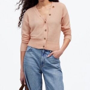 NEW S Madewell Baby Pink Alpaca Blend Button Detail Cardigan Sweater